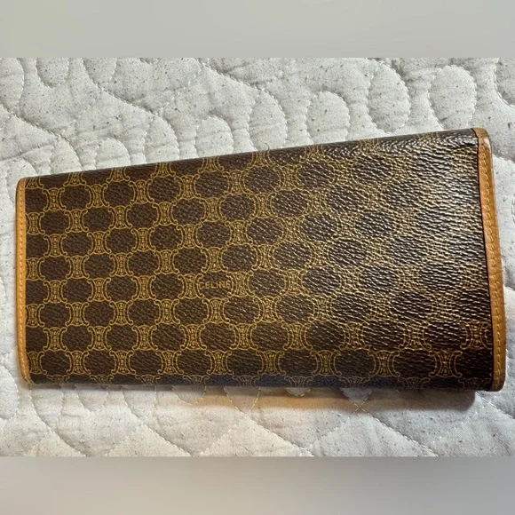 Celine Large Macadam Brown/Tan Envelope Leather Continental Wallet - Picture 3 of 16